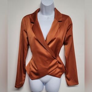 Glamorous Studio Shimmering Golden Orange 8 Wrap Blaxer Snaps Tie Back